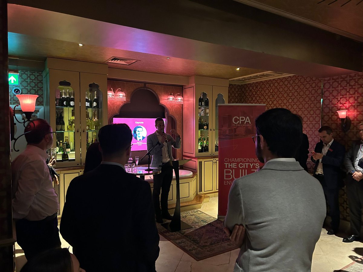 New #CPA Chair @RossSayers (@LandsecGroup) addressing guests at our AGM Drinks Reception and setting out the Association’s business priorities for the year ahead
