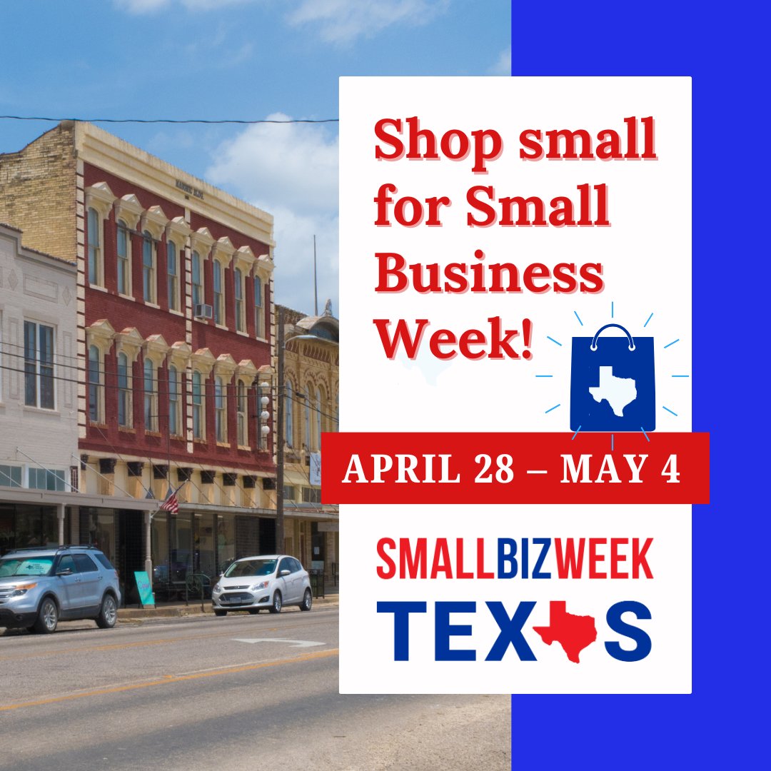 Small businesses are the backbone of our state’s economy! Show off your support of Small Business Week in Texas by shopping small, downloading the official badge and utilizing the hashtag #SmallBizWeekTexas in all promotions. Visit gov.texas.gov/smallbusiness for Badge download.
