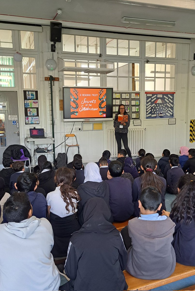 We are so excited to have @PiuDasGupta1 in the UK this week to share her debut #SecretsOfTheSnakestone with readers! Yesterday morning she teamed up with @BrickLaneBooks to visit @thomasbuxtonsch and @lawdaleschool where we talked about cursed gemstones and parisian sewers!