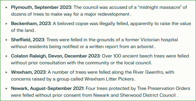 Saw 'Sycamore Gap' trending.
A reminder of all the many more trees illegally or quasi-illegally felled in the last year, for the benefit of parasitic 'developers' (see recent Chartered Institute of Building #CIOB survey findings)? Did any brown envelopes pass hands too?