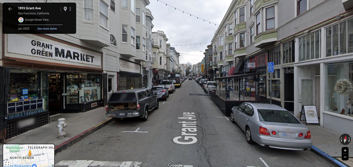 @Gregster56 @bilalmahmood Four feet is for narrow alleys. Six feet is for normal sidewalks. But sidewalk width varies in SF. Some commercial districts have sidewalks just 5 feet wide. 
Visitors love parklets, especially on warm days.