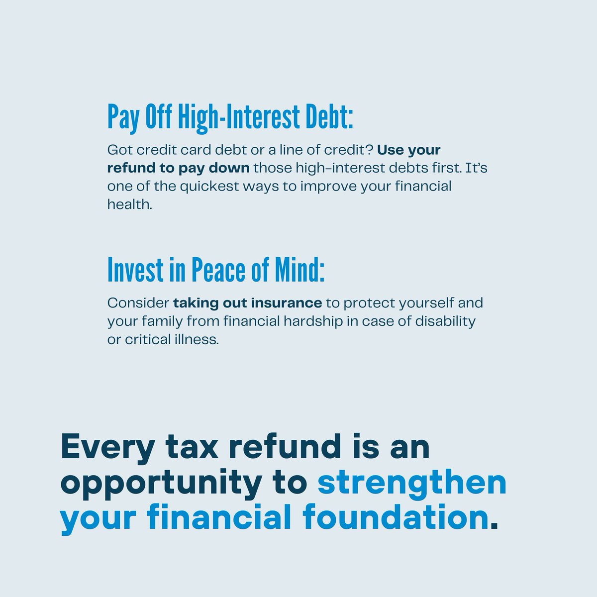 What Should Canadians Do With Their Tax Refund?💰✨ If you’re one of the lucky Canadians getting a refund this year, here are some smart ways to put that money to work:

#InterhealthFinancial #TaxSeason #FinancialWellness #CanadianFinance #InvestSmart #TaxRefundTips