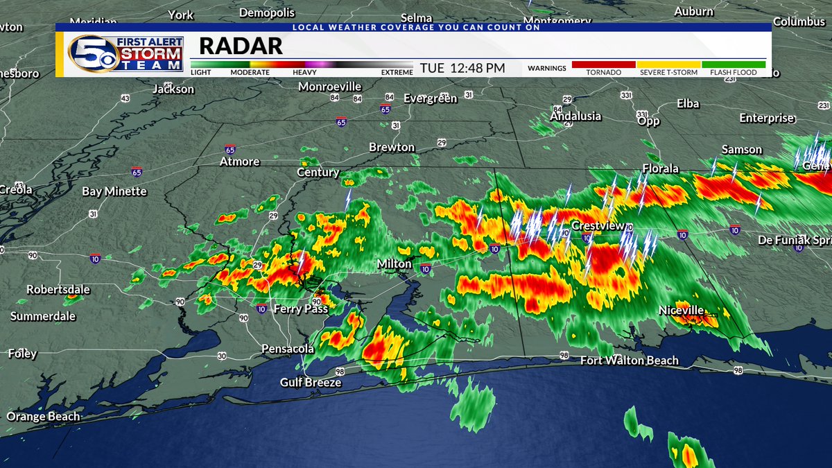 12:45 PM - Tracking some storms moving through NW FL this afternoon. You could see heavy rain, gusty winds and some lightning.