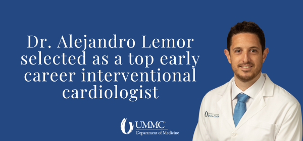 Dr. Alejandro Lemor has been named a top early-career interventional cardiologist by being selected as one of “30 in Their 30s” honorees by the Society for Cardiovascular Angiography & Interventions. Congrats @AlejandroLemor! ummcmedicinenews.org/2024/04/08/764…