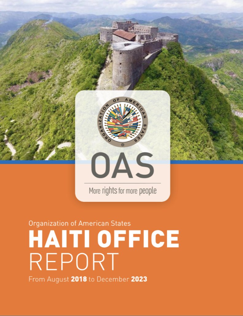 OEAHaiti's tweet photo. SRSG @cristodupouy and the OAS Haiti National Office have been working on several initiatives to support civil society, strengthen institutions and promote human rights in #Haiti. Our new 2018-2023 report can be found here: https://t.co/iWYW9RrcOp https://t.co/hZTcAerAJA