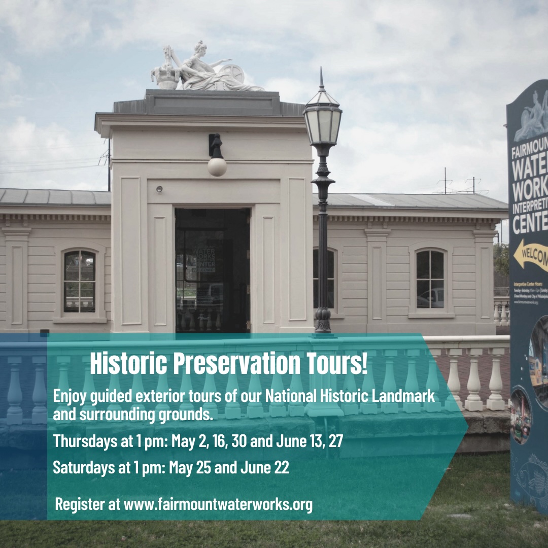 Join us for an outdoor walking tour of Fairmount Water Works! This 200+ year old building is a National Historic Landmark, a Civil Engineering Landmark, AND a National Mechanical Engineering Landmark. Reserve your spot today: eventbrite.com/e/outdoor-hist…