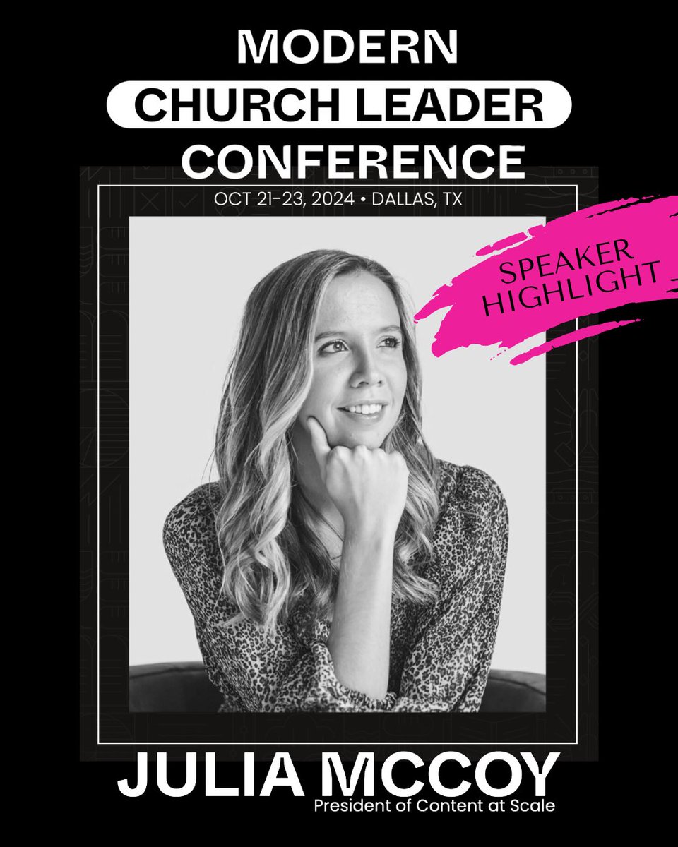 Looking forward to the tech/AI ✨magic✨Julia McCoy will be bringing to the Modern Church Leader Conference!

Are you coming?? 

For more information and to register, visit MCLconference.com 🥳

#mcl2024 #modernchurchleader #churchtech