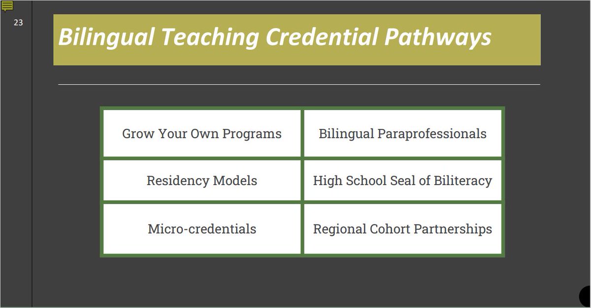 Explore various #bilingual teaching credential pathways, such as Grow Your Own programs, residency models, micro-credentials, and the #SealofBiliteracy. 📚 #3WsDualLanguage