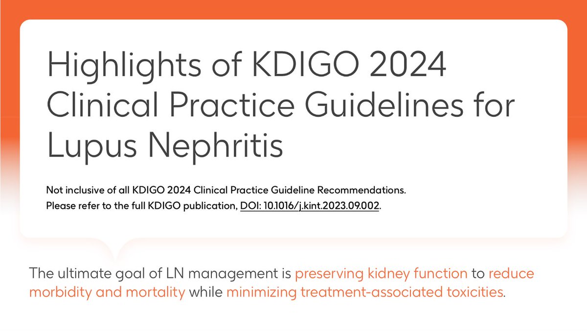 KDIGO has released their 2024 clinical practice guidelines for lupus nephritis, highlighting the importance of proactive monitoring, individualized treatment, and slowing organ damage progression. Click Doc Viewer bit.ly/3UjChw4 for a summary #SponsoredbyGSKUSMA