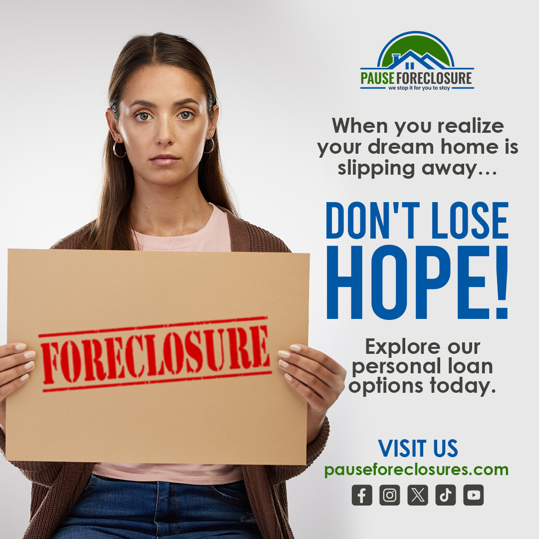 Feeling like your dream home is just out of reach? 🏡✨ Hold on, there's hope! Check out our personal loan solutions and say no to foreclosures. Take the first step towards keeping your home sweet home. Visit us now! pauseforeclosures.com #Home #PersonalLoan #StopForeclosure
