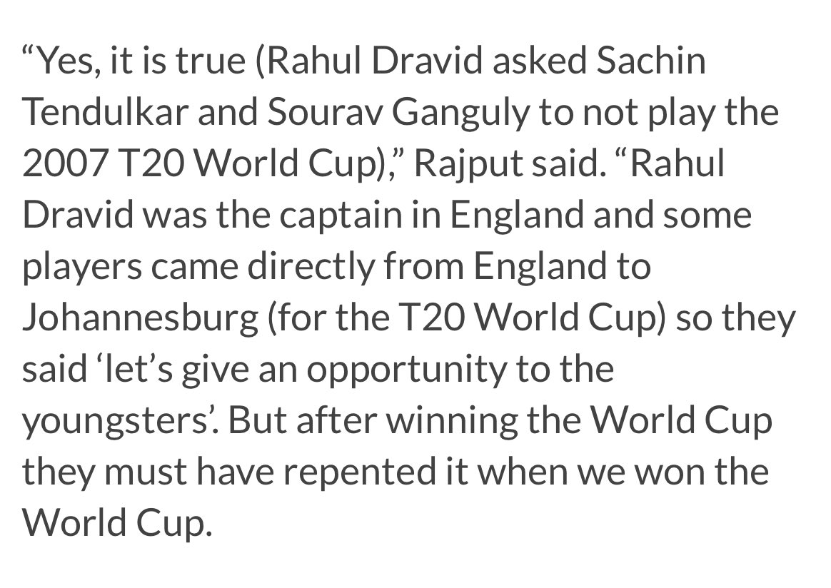 @vishalmisra @ESPNcricinfo There’s more to it Vishal. 
Dravid was the one who volunteered on the behalf of all three. Sachin and Ganguly had to be “persuaded” by Dravid. Sachin definitely wanted to play. 
Here’s part of it directly from the horse’s mouth. 
hindustantimes.com/cricket/rahul-…