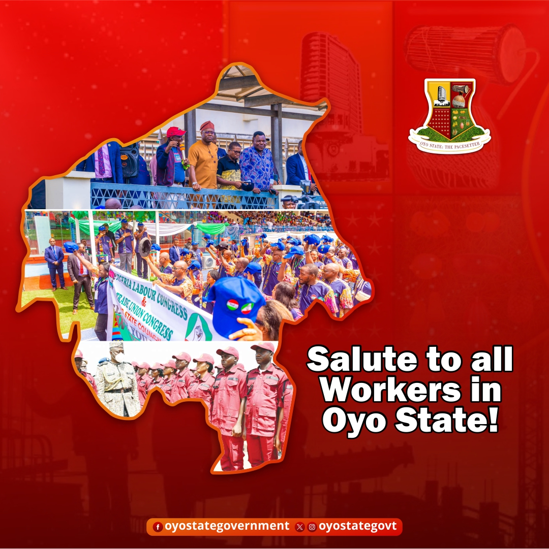 Happy Workers’ Day to all workers in Oyo State. May you continue to reap the benefits of your efforts. #PacesetterState #HappyWorkersDay2024