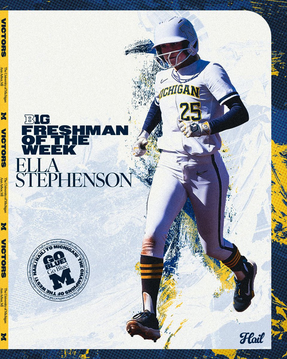Stop us if you've heard this before. Wolverine Ella Stephenson (@e_stephenson25) is the @B1Gsoftball Freshman of the Week for the fourth time in five weeks after batting .429 with three runs, three extra-base hits and six RBI last week. Release: myumi.ch/ny8P5