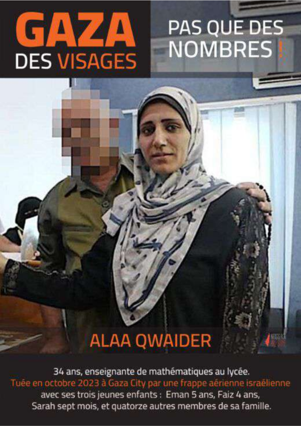 GAZA DES VISAGES / PAS QUE DES NOMBRES Alaa Qwaider, 34 ans, enseignante de mathématiques au lycée, tuée en octobre 2023 avec ses trois jeunes enfants par une frappe israélienne. HALTE AU MASSACRE ! Signez la pétition : change.org/p/halte-au-mas…