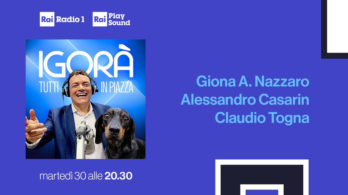 ❇️ Alle 20.30 ai microfoni di @igorrighetti ci sono Giona A. Nazzaro, Alessandro Casarin e Claudio Togna. 🎧 ASCOLTA #Igorà su #Radio1 e su @raiplaysound 👉 raiplaysound.it/radio1