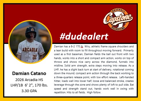 26' Damian Catano 1B/LHP Arcadia HS 'Dude Alert'