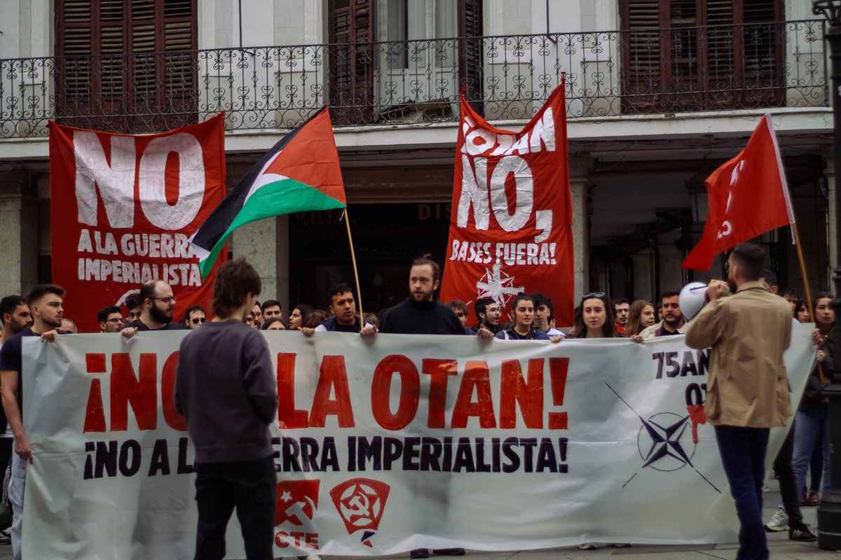 🔴 En la antesala del Primero de Mayo, los y las comunistas tenemos el deber de colocar en el orden del día de esta fecha la lucha clasista contra la escalada bélica y, particularmente, contra las alianzas imperialistas de las que forma parte España: la UE y la OTAN.