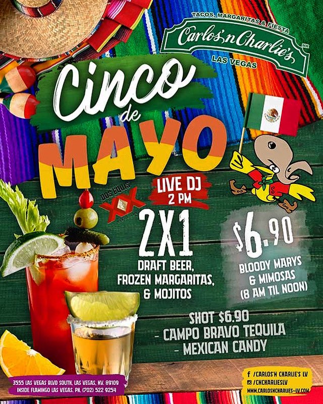 Save the Date for our Cinco de Mayo DJ Party! 🇲🇽🥳

•
•

#vegas #lasvegas #vegasdrinks #lasvegasdrinks #carlosncharlies #carlosncharlieslasvegas #lasvegashappyhour #vegashappyhour #lasvegasstrip #vegasstrip #lasvegasfood #vegasfood #lasvegasparty #vegasparty #lasvegasdining