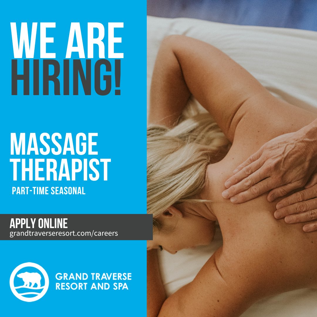 We are looking for part-time seasonal Massage Therapists to join our team at Spa Grand Traverse! 🌿 Apply now: grandtraverseresort.com/careers