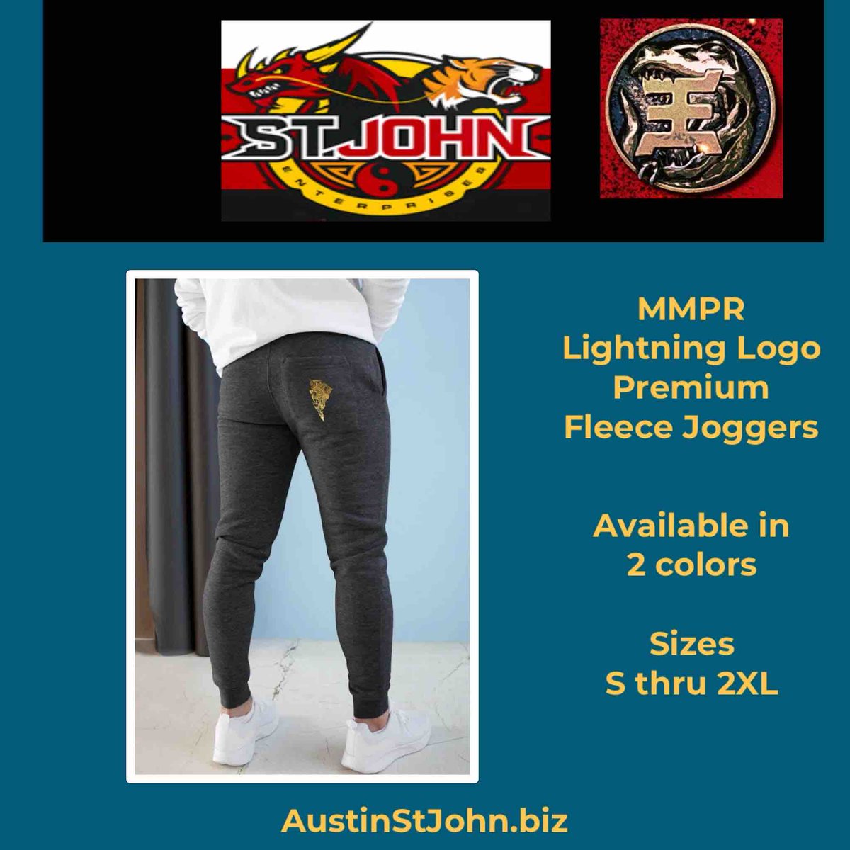 Flex your fandom everyday with these joggers featuring the MMPR logo. austinstjohn.biz/products/mmpr-… #powerrangers #mmpr #redranger #redempt1on