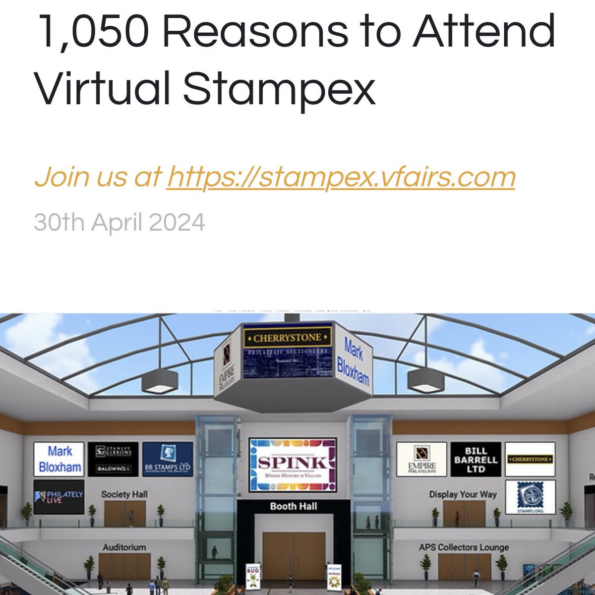 We tried to write a blog post titled “10 reasons to attend Virtual Stampex”, but it ended up being about 1,050 reasons to attend…

 🌎💻💌 stampexinternational.com/post/1-050-rea…

Can you think of any we’ve missed? 

39 Booths to explore
10 Stampex Talks
22 Roundtable Sessions
12 Fascinating