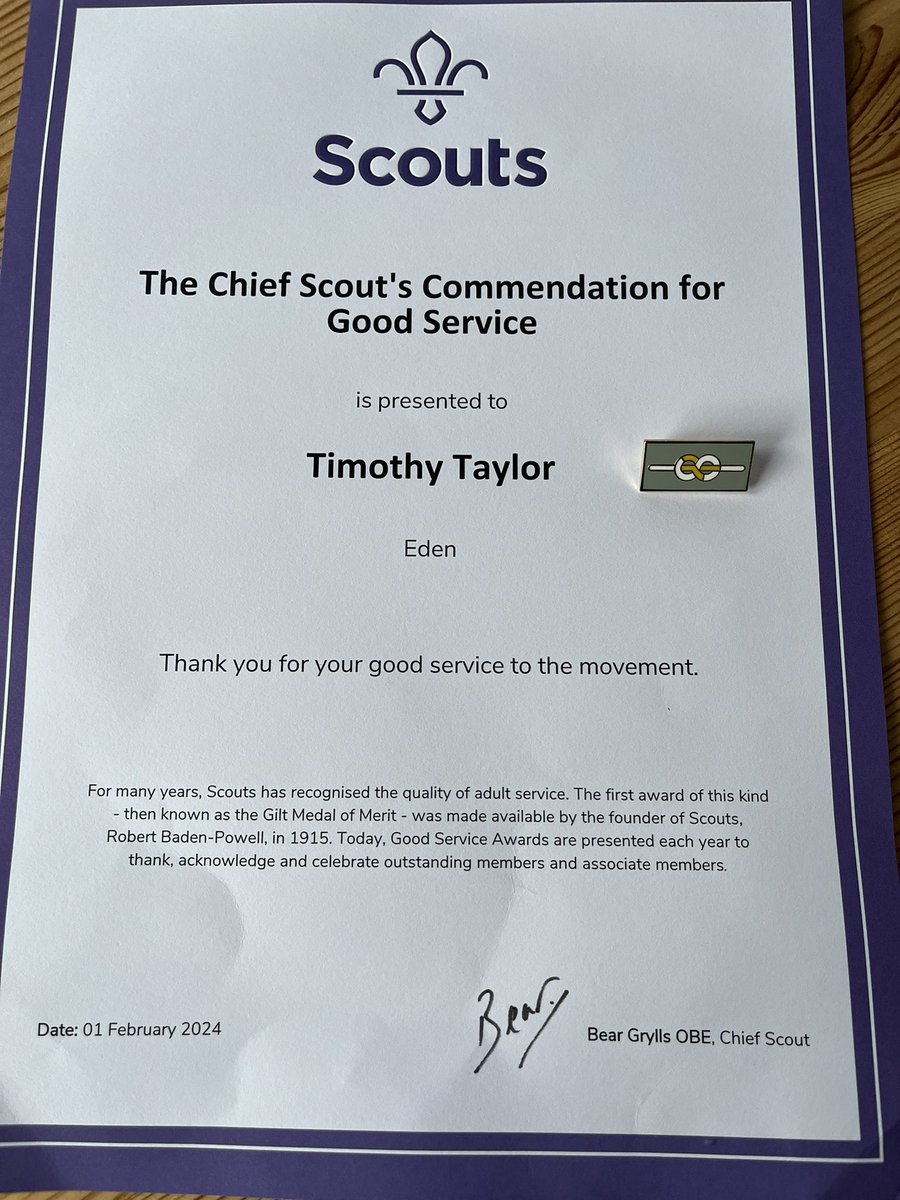 Thanks <a href="/BearGrylls/">Bear Grylls OBE</a> and <a href="/2ndpenrith/">2nd Penrith Scouts</a> .
I’ve enjoyed just about every moment of it. Both as Leader, Activity Instructor and Chair of Trustees.