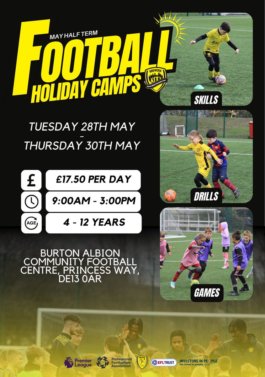 🏕⚽ MAY HOLIDAY CAMPS 🚨 JOIN US THIS MAY🚨 Our May Holiday Camps are back again, offering a range of activities such as learning skills, training drills and matches for football enthusiasts of all skill levels. To Book 👇 buff.ly/3Jsn1rt #BACT