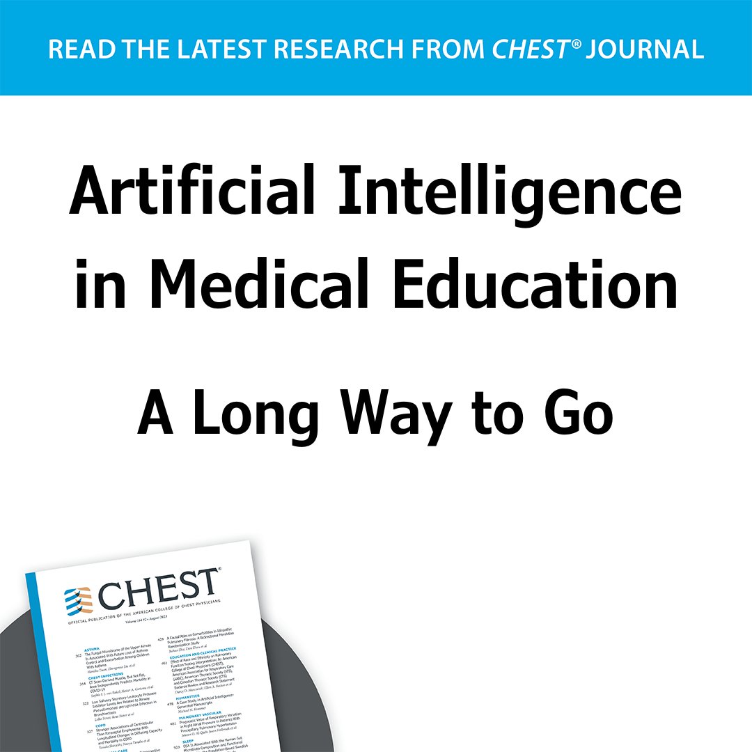 A #CHESTCommentary on the use of artificial intelligence in medical education looks at the limitations of large language models to perform inductive clinical reasoning, the potential impact on deep learning, & more. 

Read the article: hubs.la/Q02vr3lT0
#MedEd #AIHealthcare