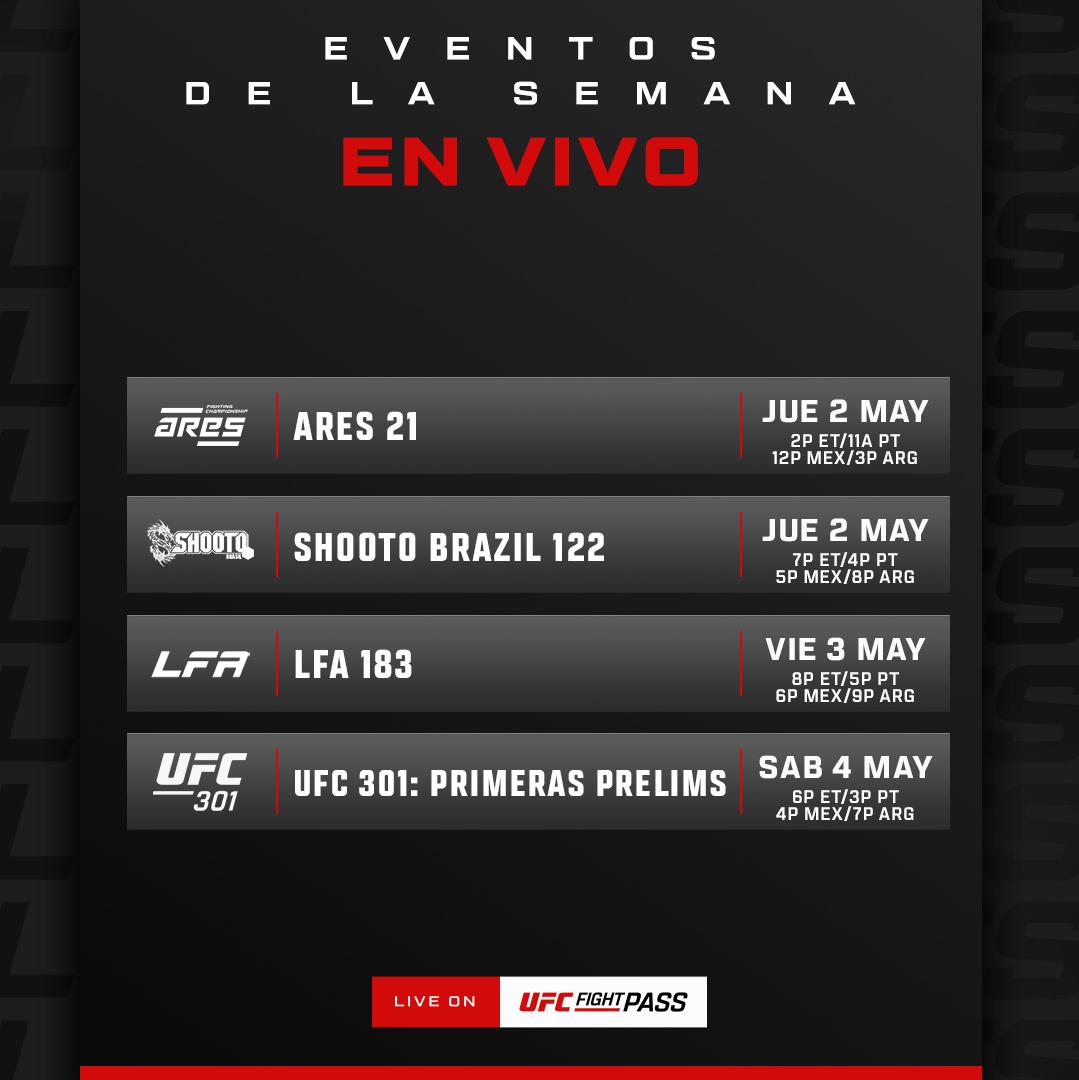 🚨 Prepárate!!! @UFCFightPass tiene mucho antes de #UFC301 👉 ufcfightpass.com