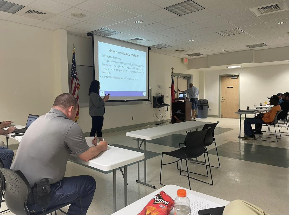 Dr. Richards traveled to Bolivia, NC recently to share her expertise and present at the Annual Brunswick County Mosquito Control ULV Workshop. Her presentation was titled, “Insecticide Resistance in North Carolina Mosquitoes: Interpretation of Data for Operational Use.”