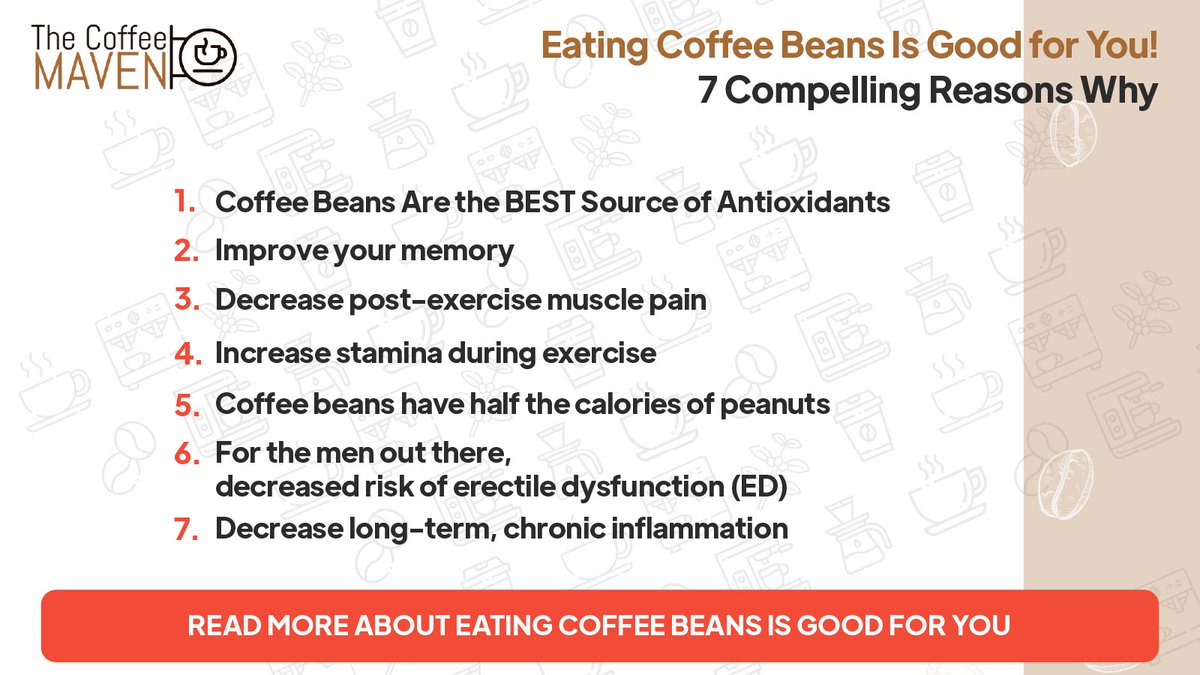 Eating Coffee Beans Is Good for You! 7 Compelling Reasons Why

Read more: thecoffeemaven.com/guides/eating-…

#CoffeeLover #CoffeeAddict #CoffeeTime #CoffeeBreak #MorningCoffee #CoffeeObsessed #CaffeineFix #Coffeeholic #ButFirstCoffee #CoffeeoftheDay #CoffeeGram #CoffeeCulture