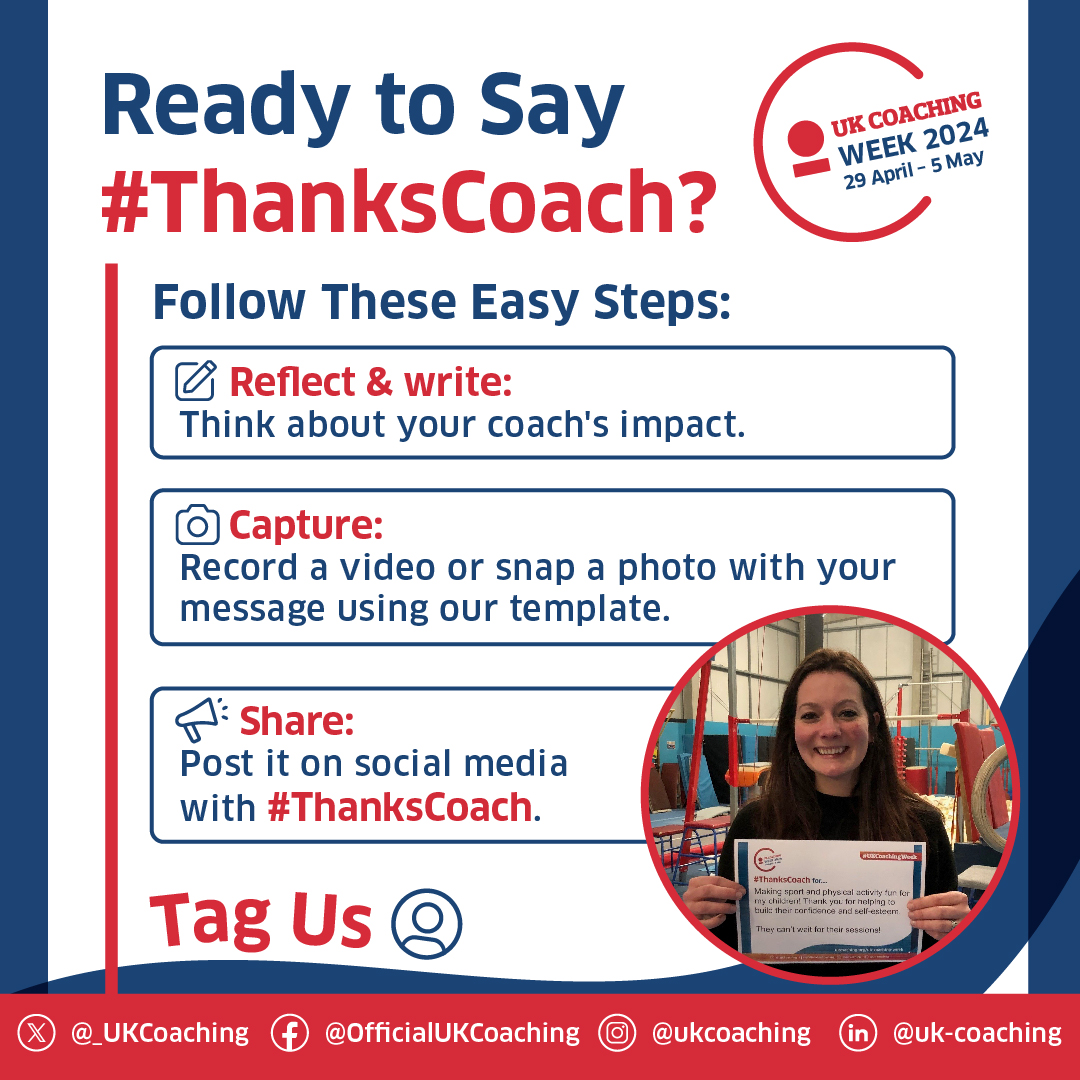 Join us this #UKCoachingWeek in saying #ThanksCoach as we embrace the theme of #HolisticCoaching by recognising the contribution of coaches to leave indelible marks on the lives they touch How has your coach shaped you beyond just the sport? Express it in words, or post a video