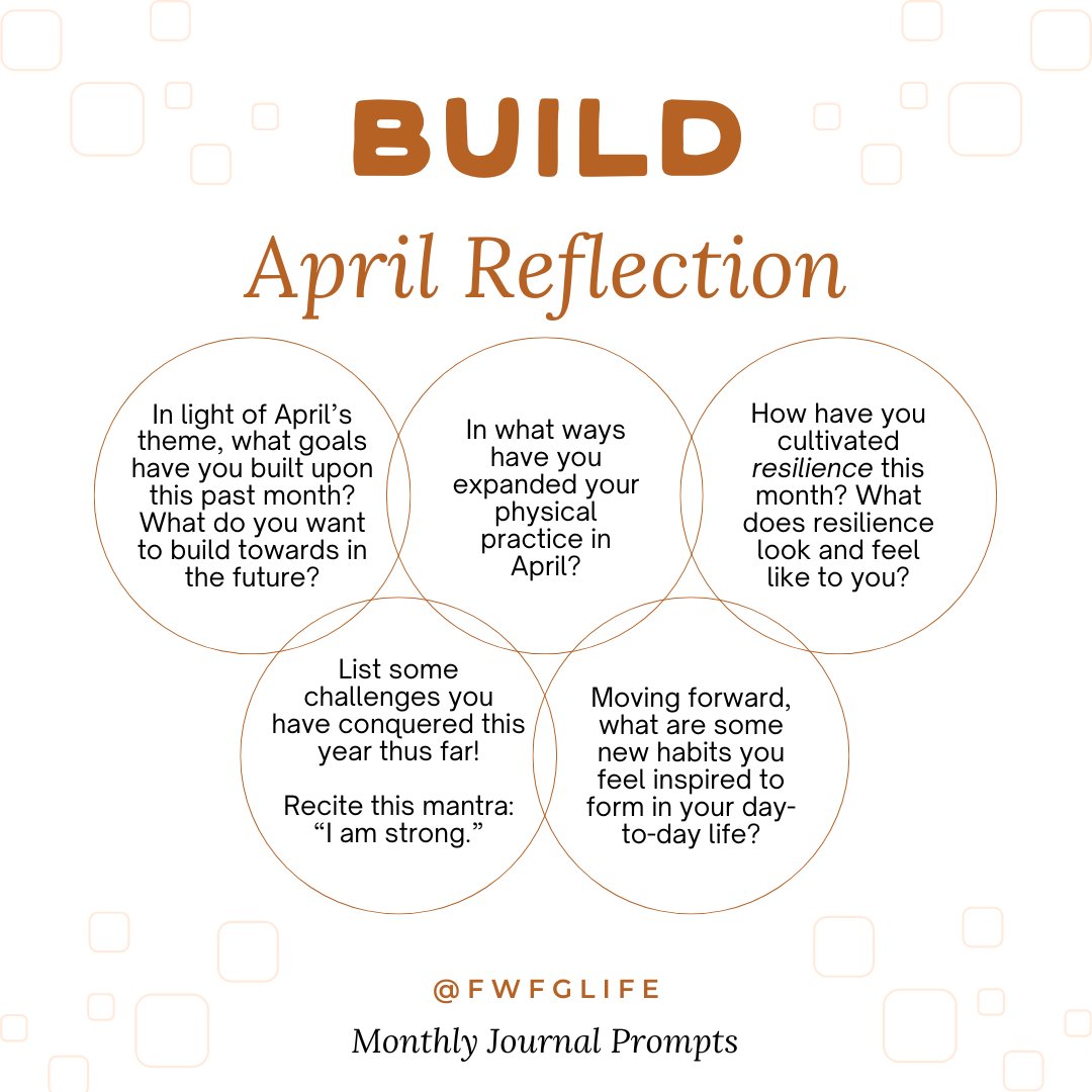 April Journal Prompts! What have you built this past month? In April we discussed themes of building upon different areas of our lives. It has been a powerful month for growth, change, and building new dynamics! Let's reflect upon April with these journal prompts. ✍️