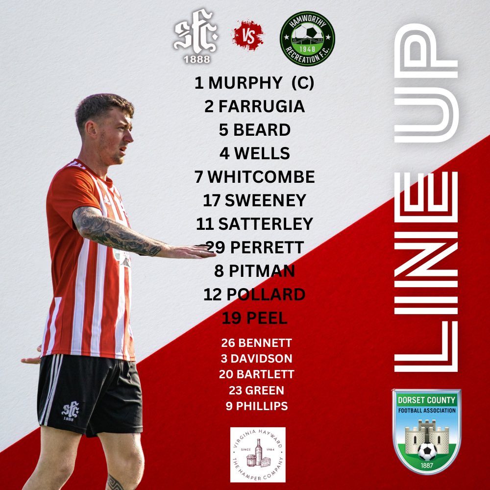 🚨LINE UP 🚨 Your Rockies starting XI ready to face @Ham_RecFC in the @DorsetCFA Senior Cup Final Our Match Sponsors: ⭐️Virginia Hayward - The Hamper Company⭐️ #uptherockies #wessexleague #shaftesbury #SFC @swsportsnews @NonLeagueHQ1 @WessexLeague