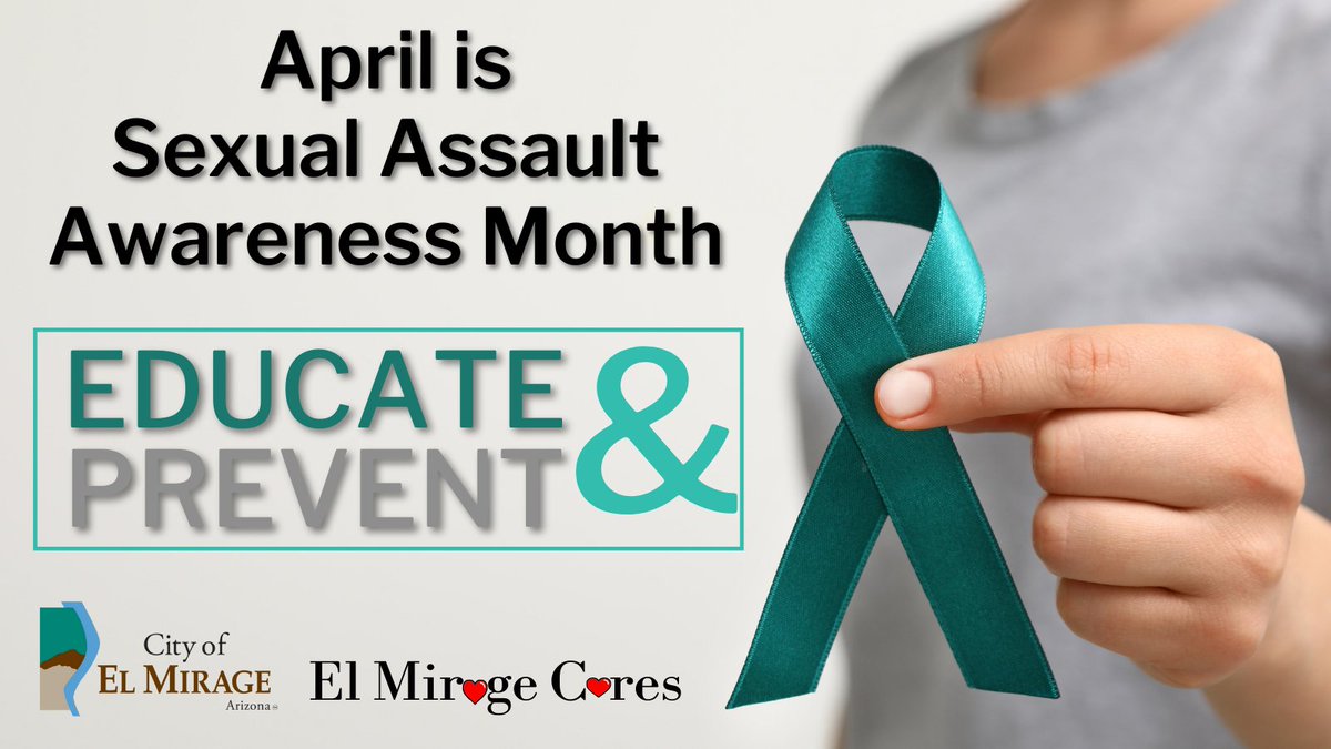 📣 April is Sexual Assault Awareness Month. In America, a person becomes a victim of sexual assault every 68 seconds. Through awareness and education, we can make a difference. Let's encourage conversation and connect victims with resources. #SAAM elmirageaz.gov/308/Victim-Ass…