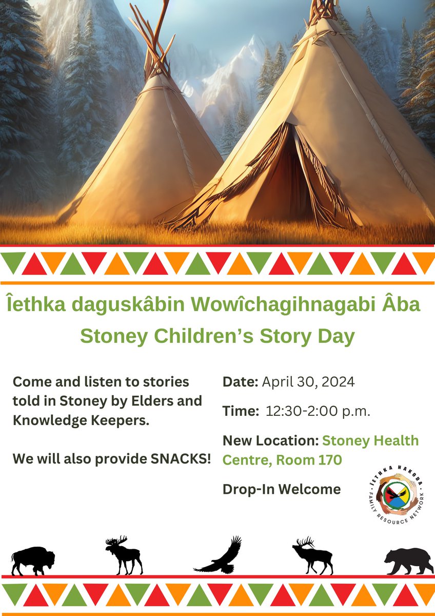 Join us for the Stoney Children's Story Day! Today at the Health Centre, parents and their little ones can come and hear traditional stories told by our Elders and Knowledge Keepers. Don't miss the chance to experience this important cultural tradition! #IndigenousStorytelling