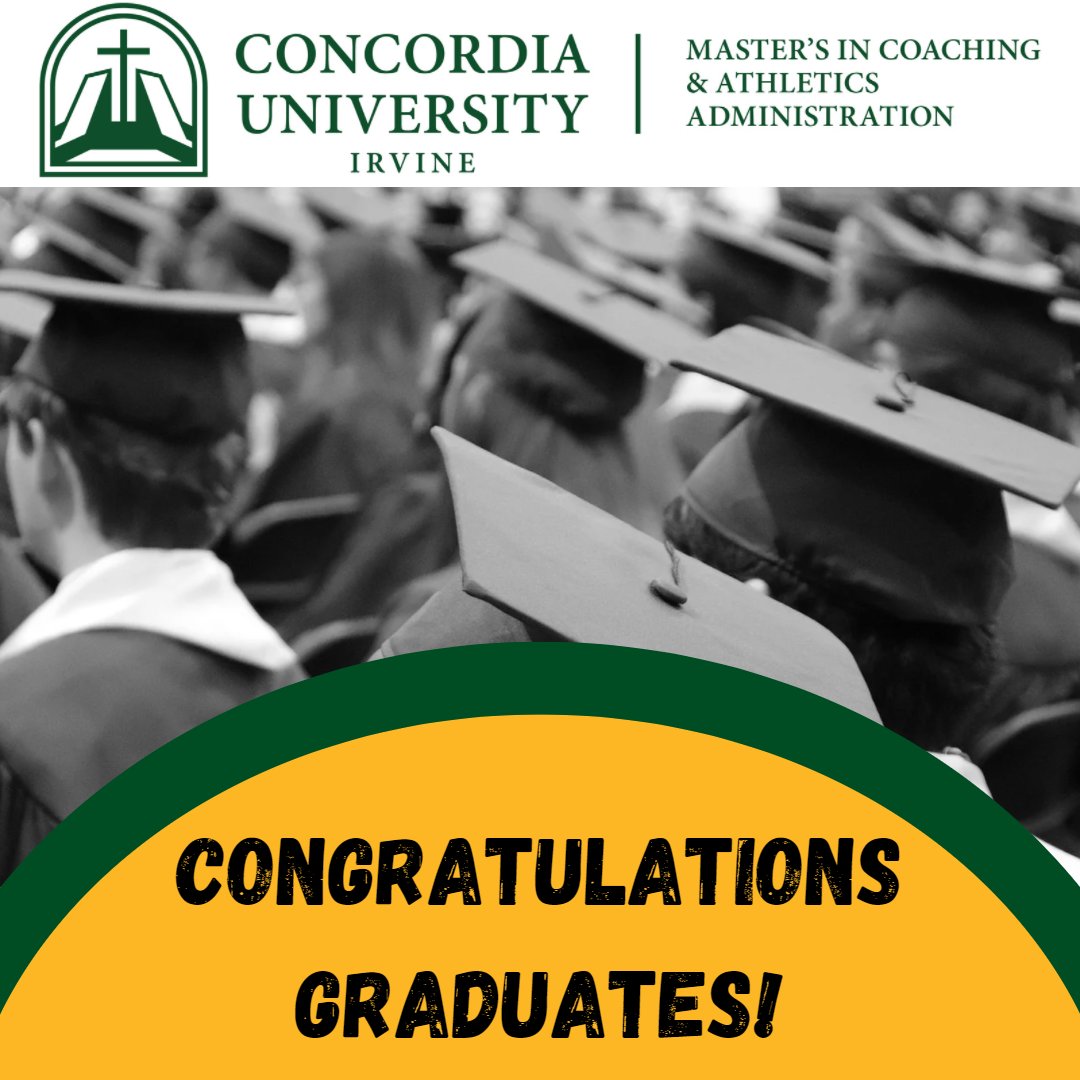 Congratulations to all Concordia University Irvine's MCAA and MSCE graduates. CUI is so proud of all your hard work and success. You have been promoted to Alumni and are officially equipped and empowered to change lives. MCAA@CUI.EDU.