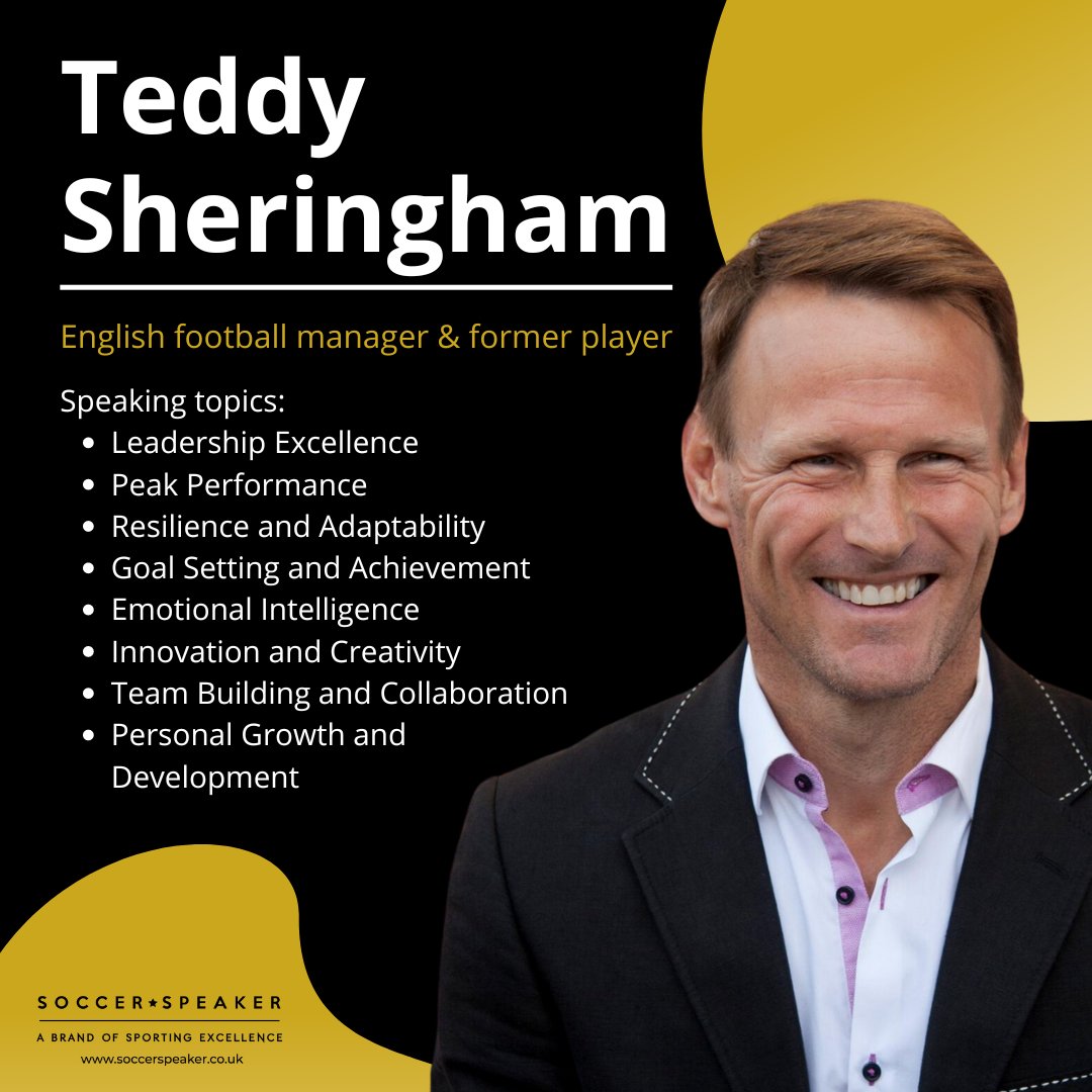 Unleash inspiration at your next event! 🌟 Book Teddy Sheringham, renowned #motivational speaker and #leadership expert. With captivating storytelling and insightful wisdom, Teddy ignites passion, fosters innovation, and drives tangible results. Contact us for more information.