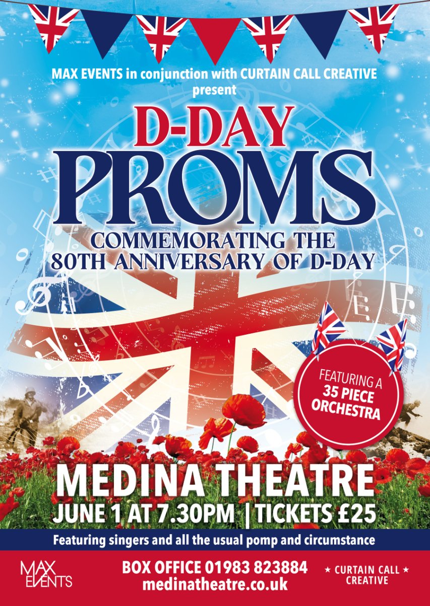 🎉New Show Just Added!🎉
The event will be an commemoration of the 80th Anniversary of D-Day with music performed by a 35 piece Theatre Orchestra
Expect an evening of powerful music, songs and words that commemorate this decisive day in history and the people that were part of it