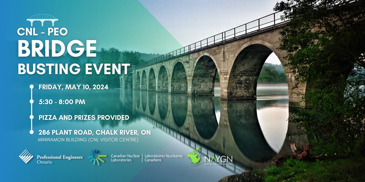 May 10, CNL and PEO-Algonquin are hosting a #BridgeBusting event for local youth as a part of our #ScienceExplorationWeek activities. You must register your student to attend. Learn more here: ow.ly/x9El50Rsrwb #nextgen
