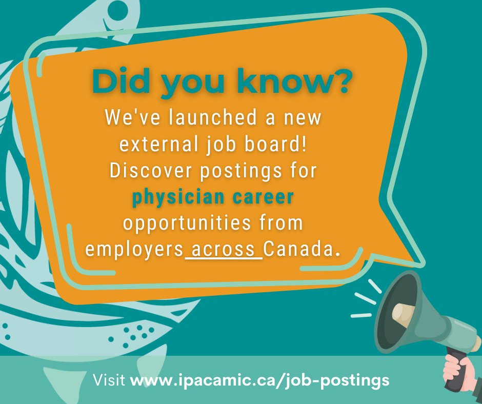 Are you looking to fill physician positions? IPAC has launched a new external job board featuring physician career postings from across Canada. Post your jobs today at loom.ly/jlXFw9c #PhysicianJobs #MedicalCareers #JobOpportunities 🩺💼