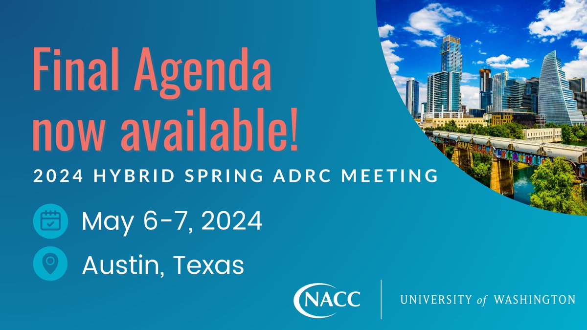 Just one week until the 2024 Hybrid Spring #ADRCMeeting! Details about all sessions are now available in the newly released final agenda. #NIAfundedADRC
Register today! cvent.me/5ldP4q