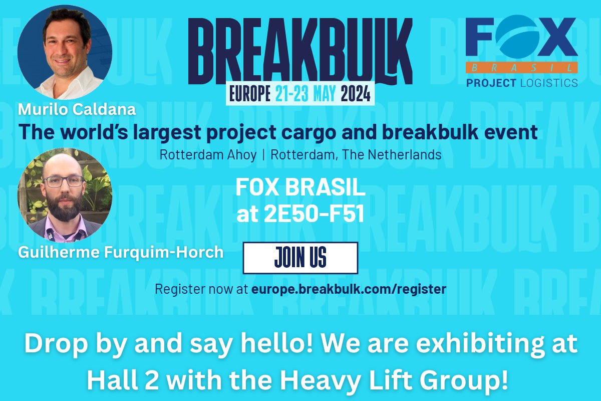 FOX Brasil - Freight Forwarder is exhibiting in BBEU2024 with @thlg1987. Meet our member in Brazil! Join us at Hall 2, Booth 2E50-F51!

#theheavylifgroup #thlg #breakbulk #bbeu2024 #foxbrasil #brazil #projectforwarding #globalgroup #localprofessionals #powerinunity