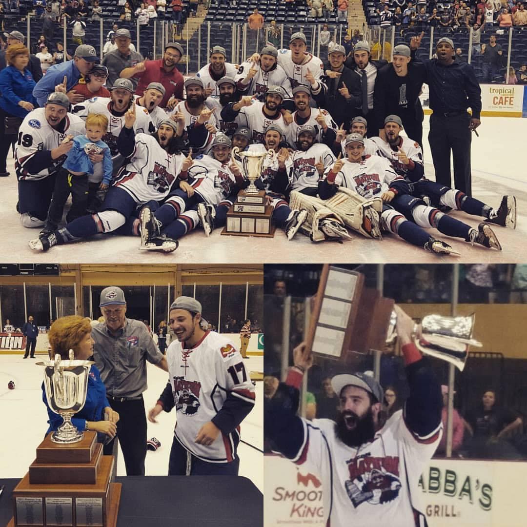 On this day in 2017, we brought a championship home to Macon 🍾🥂 The Mayhem beat Peoria 2-1 after goals from Dennis Sicard and Jake Trask. Mayhem goaltender Jordan Ruby would be stout in net stopping 39 of 40 shots en route to being named Finals MVP. #BattleEveryShift