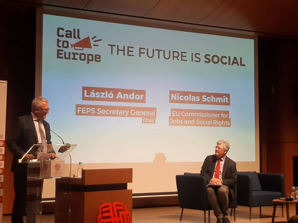 Good to see familiar faces on stage for concluding @FEPS_Europe conference on #SocialEurope @NicolasSchmitEU @LaszloAndorEU There is a risk 'that social is enough' if misinterpretation of competitiveness for building Europe w/ new version of #neoliberalism