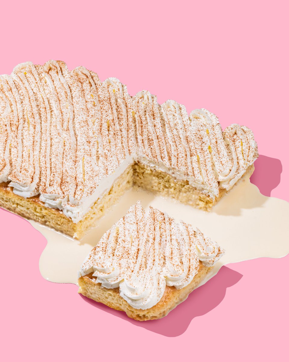 it's back, and it's bigger (literally) and better than EVER! the Tres Leches Cake you know and love—now in a shareable size! available this week only, so start hand-selecting who you're sharing with. 😉 🍰