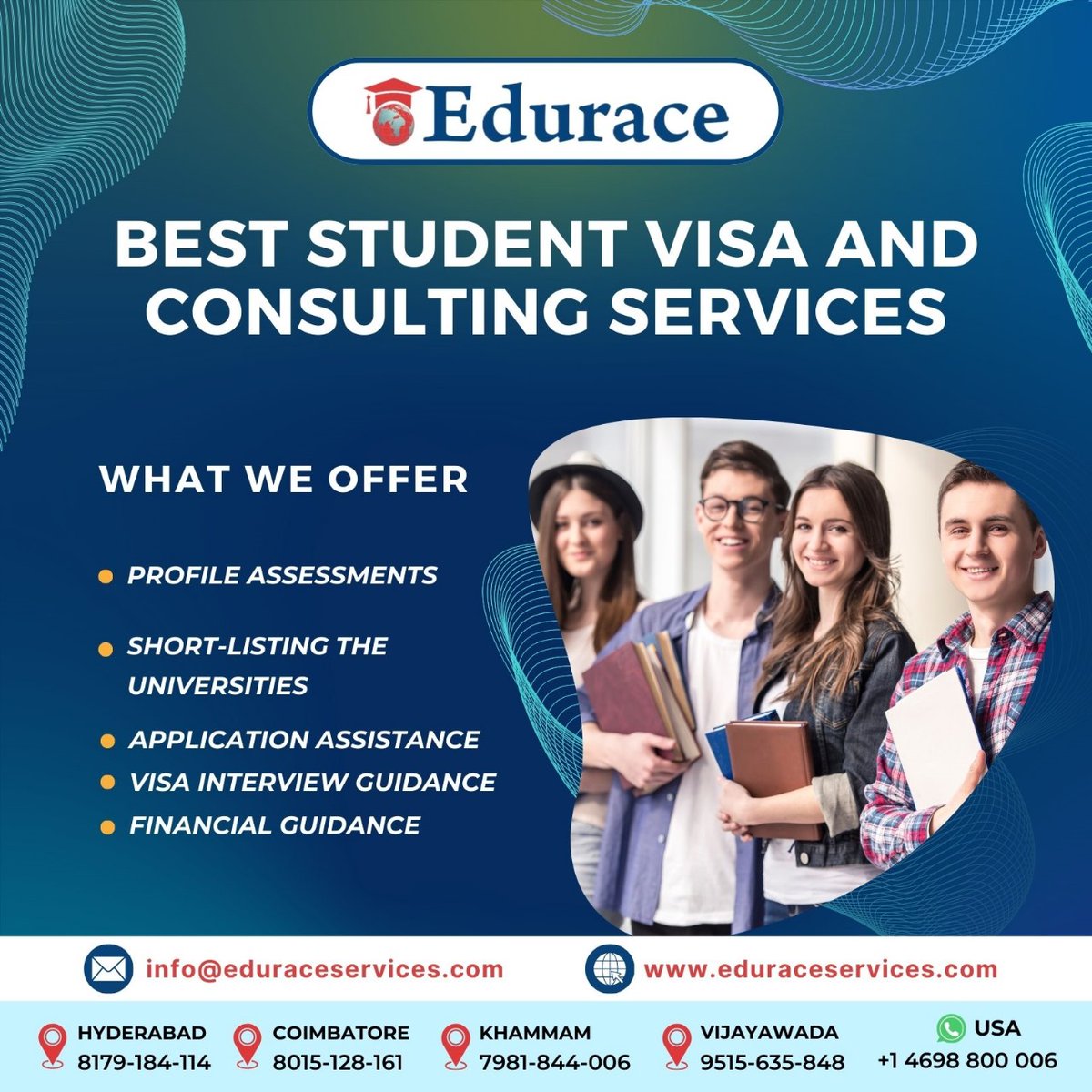 Unlock your academic dreams with our top-tier student visa and study abroad consulting services! 🌍🎓 Let us guide you towards your bright future!

#studyabroad #studyabroadtips #study #overseaseducation #overseaseducationconsultant #topcolleges #eduraceservices
