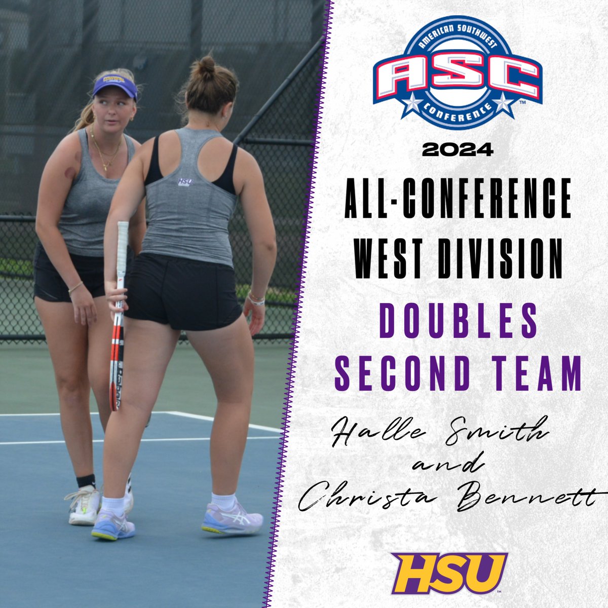 Congrats to Halle Smith and Christa Bennett for being named to the ASC West Doubles Second Team 🤠