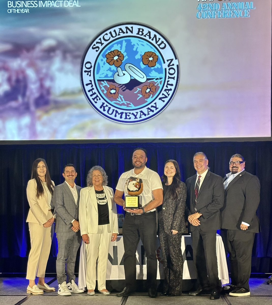 Honored to join the <a href="/SycuanCasino/">Sycuan Casino Resort 🎰</a> Tribal Council as they recieve <a href="/nafoaorg/">NAFOA</a> “2024 Business Impact Deal of the Year”! Awarded to a tribal nation in recognition of a financial venture that provides long-lasting positive economic impact to the tribe &amp; tribal members. They lauded the
