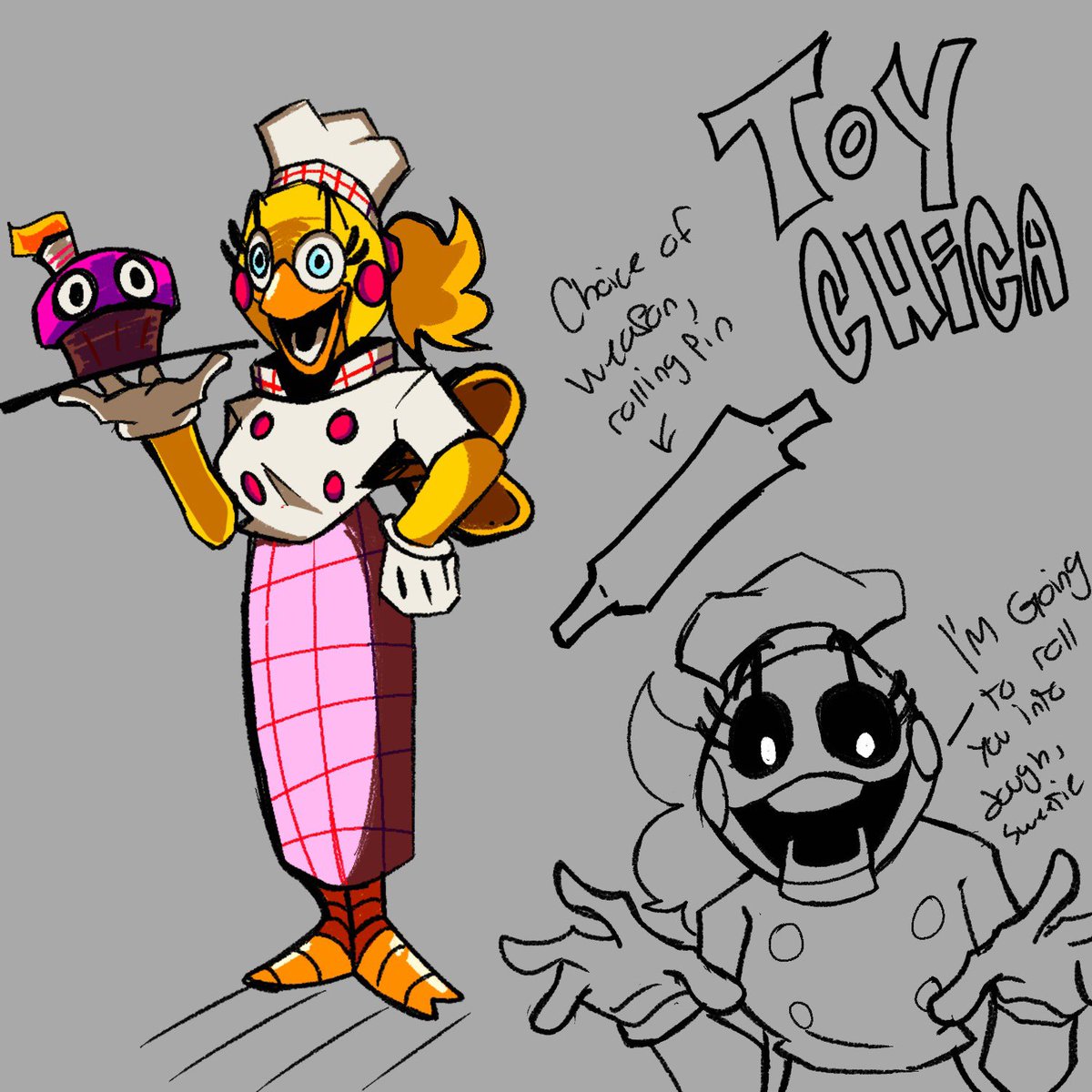 Meet the baker, toy Chica (I kinda rushed  this but it looks alright) #FNAF #FNAF2 #ToyChica #fnaffanart